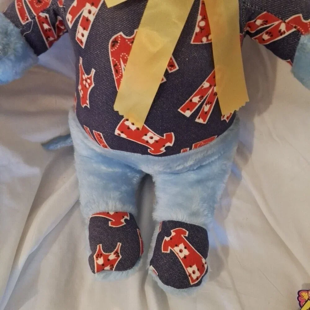 Circus Circus Plush Blue Mouse 70s Style Outfit Large 22" Yellow Bow With Tags - Picture 15 of 15